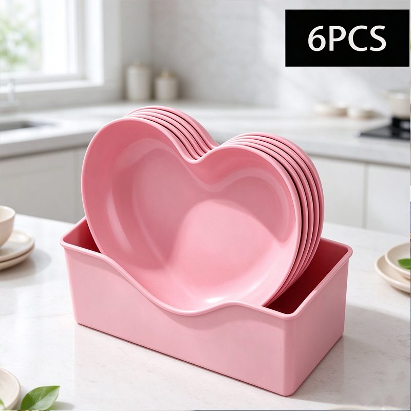 6Pcs Heart Shaped Plates Set w - Reusable Straw review and price