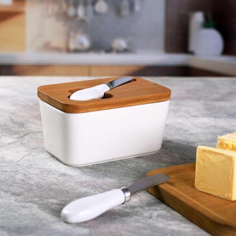 Simple Ceramic Butter Dish wit - Bamboo Cutlery review and price